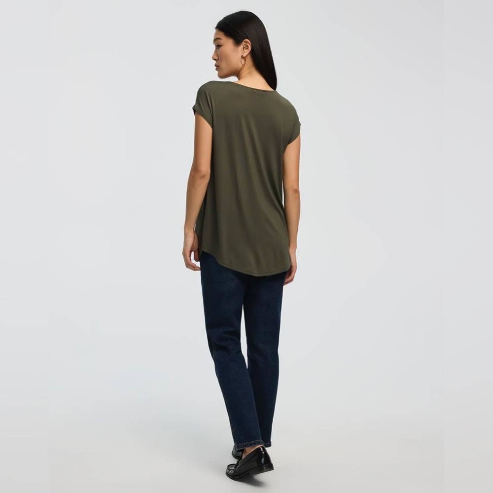Reitmans Olive Green V-Neck Tunic Blouse NWT Medium - Picture 5 of 8